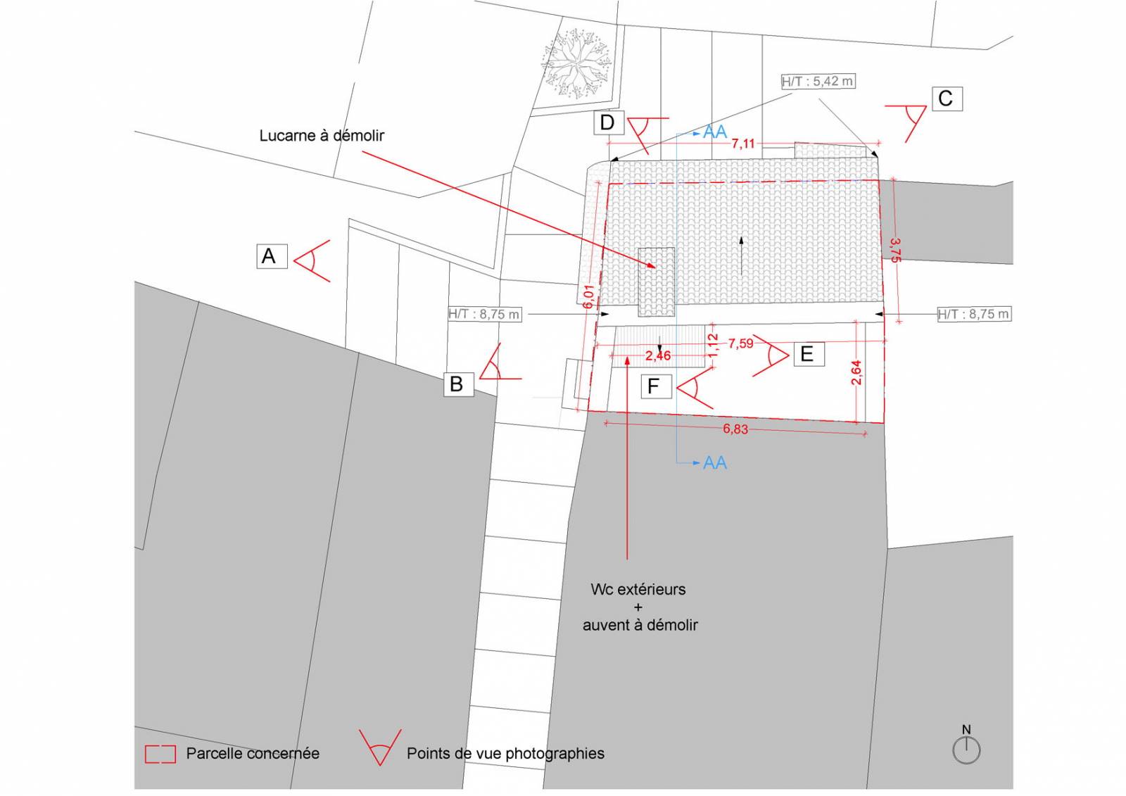 Plan de masse existant - rénovation d'une maison de village Eyguières (13430)