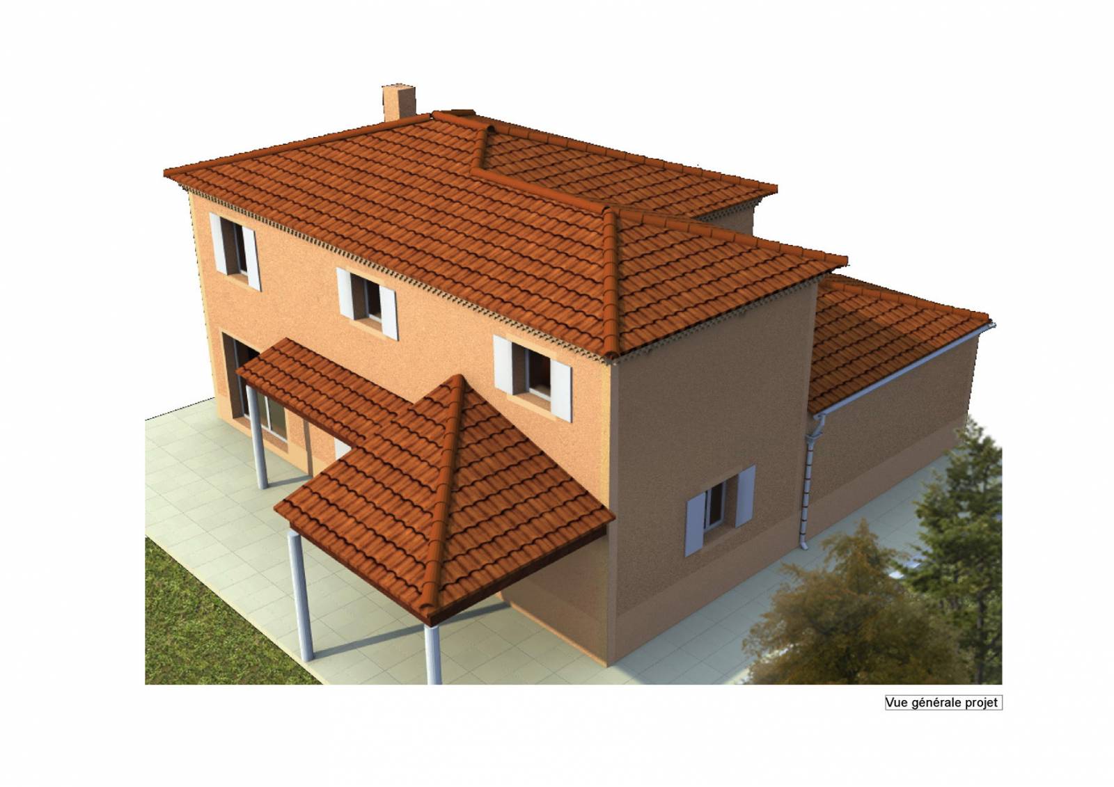 Vue 3D - Déclaration préalable pour l'extension d'une villa individuelle à Salon de Provence (13300)